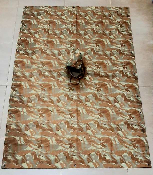 RARE: 1980s SADF - 32 Battalion Camouflage Poncho/ Groundsheet w/ Hood #2 .