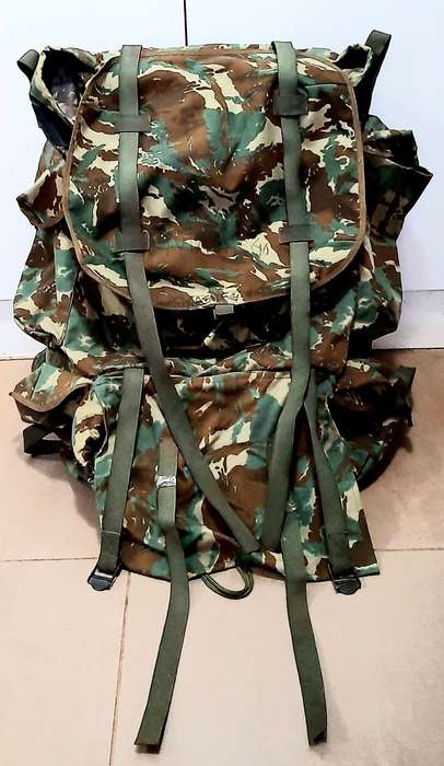 RARE: 1980s SADF Border War-32 Battalion Camouflage Rucksack w/ Integral Straps & Lightweight Frame.