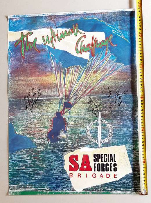 RARE: 1990s SA Special Forces 'Recce' Poster Hand-signed by Lt-Col. Wynand Du Toit & Major Botha.