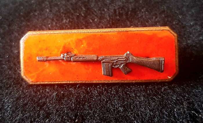 Border War: 1960s SADF Enamel & Brass Marksman's 'Skietbalkie' Proficiency Badge w/ Pins.