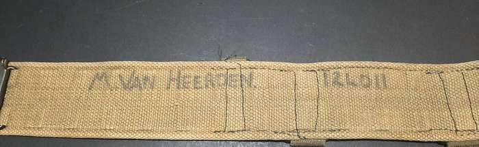 RARE: 1970s Rhodesian Bush War - Patt.69 Green Webbing Belt w/ D-Rings (Inscribed) #2.