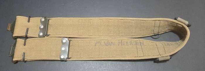 RARE: 1970s Rhodesian Bush War - Patt.69 Green Webbing Belt w/ D-Rings (Inscribed) #2.