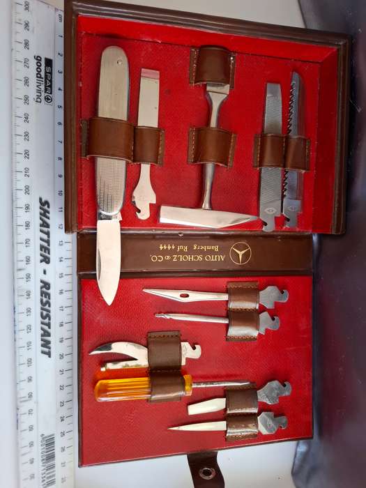 Rich.A.Herder Solingen Auto Scholz and Co Mercedes Muliti Tool Set in Leather Case - Great Condition