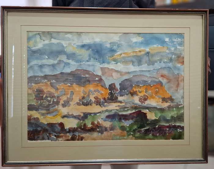 Stunning S.A. artist Stefan Ampenberger watercolour landscape signed