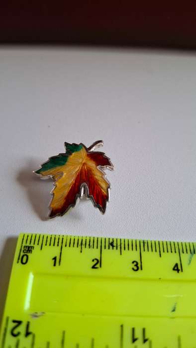 Vintage Sterling Silver BM Co Autumn Enamel Maple Leaf Pin Brooch  4.7 Grams in Excellent Condition
