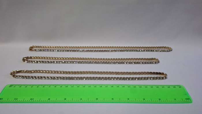 Lot 18A - A Set of Three Stunning Gold Plated Diamante Tennis Chain Necklace