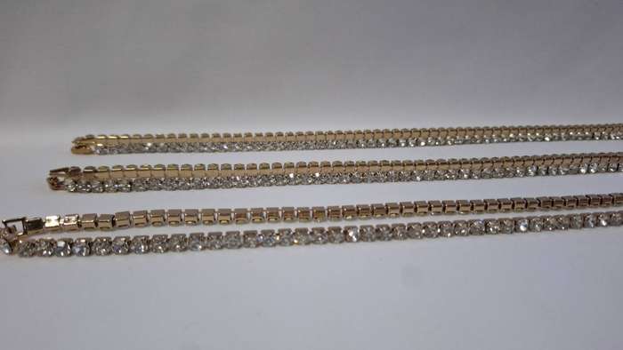 Lot 18A - A Set of Three Stunning Gold Plated Diamante Tennis Chain Necklace