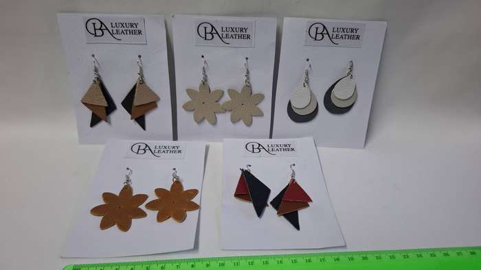 Lot 21A - A Collection of Five Beautiful Leather Earrings
