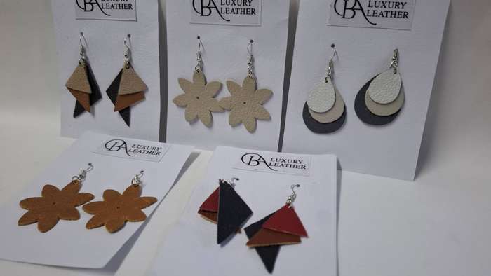 Lot 21A - A Collection of Five Beautiful Leather Earrings