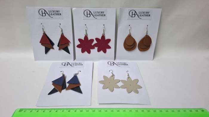 Lot 26A - A Collection of Five Beautiful Leather Earrings