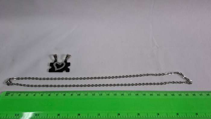 Lot 18B - His and Hers Magnetic Heart Puzzle Necklace with Single Chain