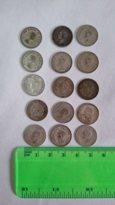 Union of South Africa Threepence Silver Coins (20.4g) - Lot of 15