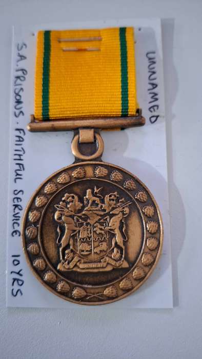 South Africain Prisons - Faithful Service Ten Years Medal - Unnamed in Great Condition