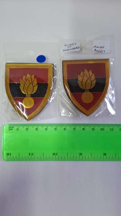 Set of SADF School of Engineers Metal Shoulder Flash with One Pin Missing - In Good Condition