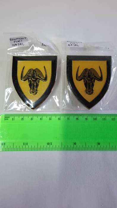 SADF Regiment Port Natal Metal Shoulder Flash with All Pins Intact - In Excellent Condition