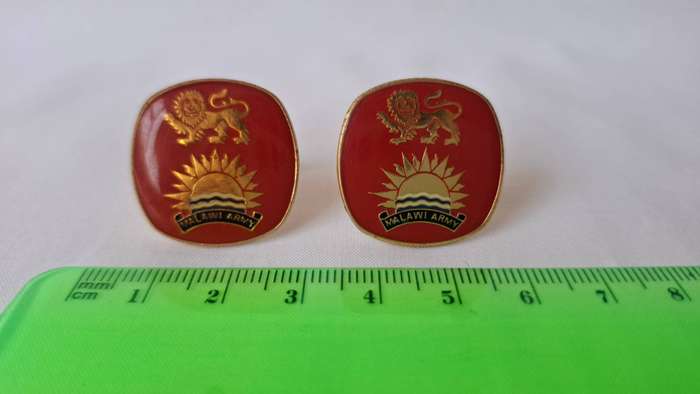 Set of Two Malawi Army Gold Plated Metal Cufflinks - Excellent Condition