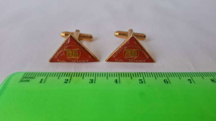 Set of Two Roodepoort Civil Defence Gold Plated Metal Cufflinks - Excellent Condition