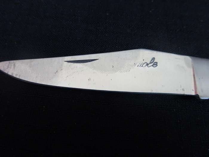 Fantastic Vintage `Laguiole` Folding Knife With Corkscrew Black And Red Stained Wood Handle