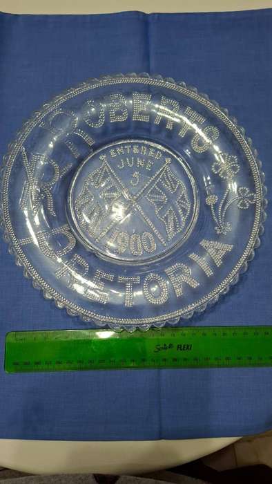 1900 Boer War Commemorative Glass Plate- Entering Protia 5 June 1900 Great Condition
