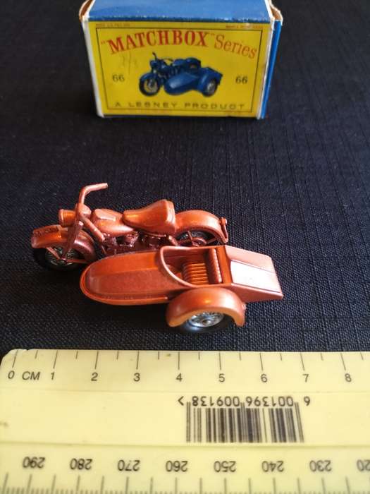 Very Rare Vintage Lesney Matchbox Series - No66 -Harley-Davidson Motor Cycle and Sidecar