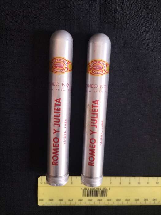 Two Remeo Y Julieta No2 Cigars in Their Aluminum Tubes -  Made in Cuba - View Description
