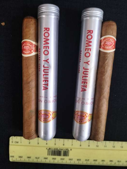 Two Remeo Y Julieta No2 Cigars in Their Aluminum Tubes -  Made in Cuba - View Description
