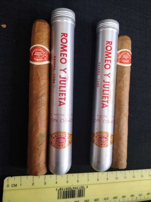 Two Remeo Y Julieta No2 Cigars in Their Aluminum Tubes -  Made in Cuba - View Description