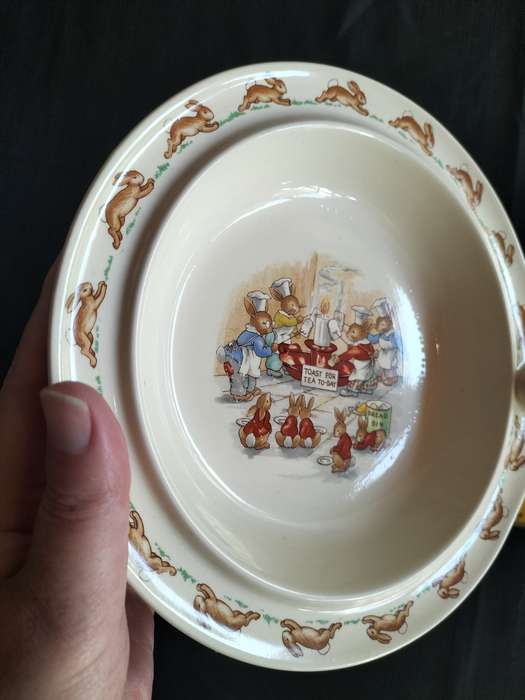 Beautiful Vintage Royal Doulton Bunnykins  - Hot Water Warming Bowl - Toast For Tea Day
