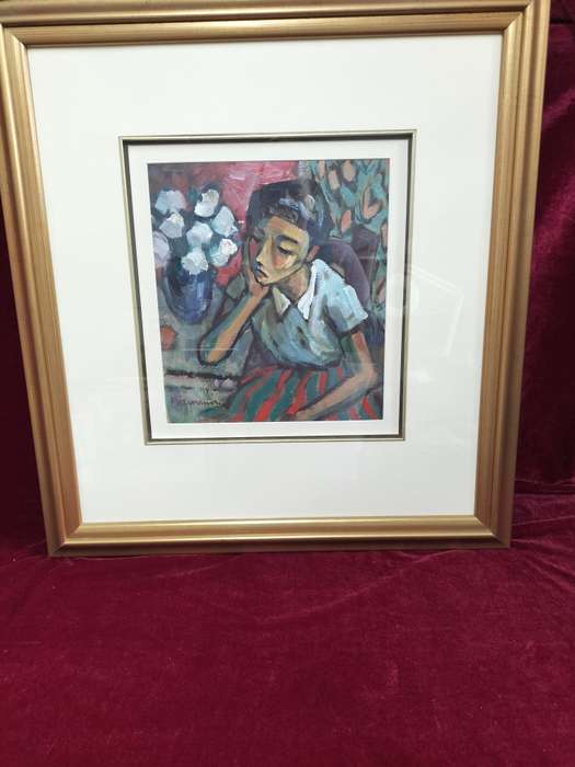 Stunning Hennie Niemann Sr -SA Artist Oil Painting-1997 Young Woman With Flowers-Excellent Condition