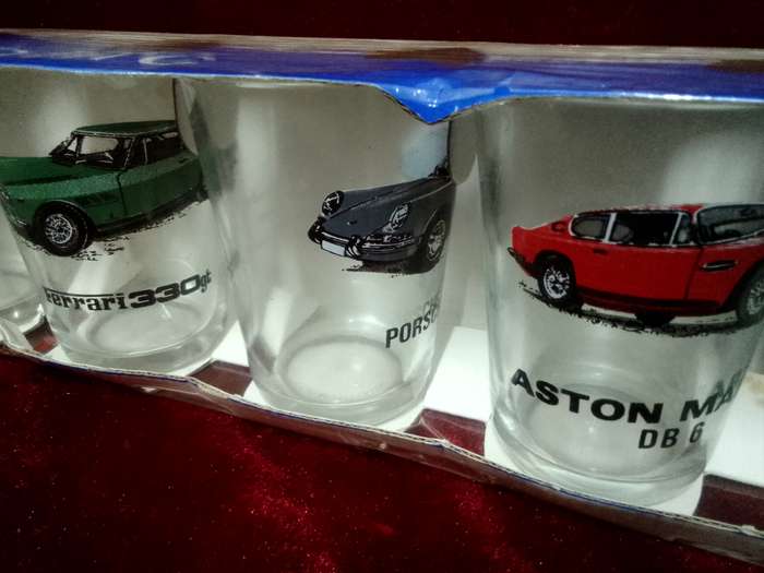 Collection of Six Stunning Luminarc Vintage Car Glasses