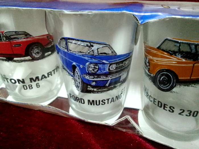 Collection of Six Stunning Luminarc Vintage Car Glasses