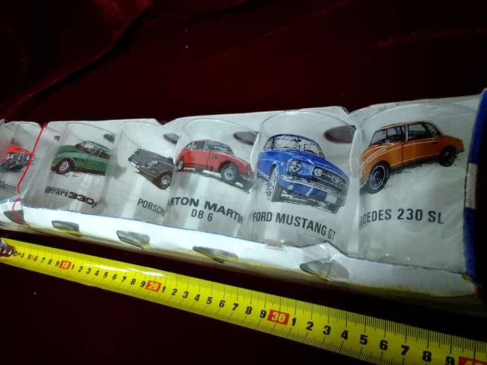 Collection of Six Stunning Luminarc Vintage Car Glasses