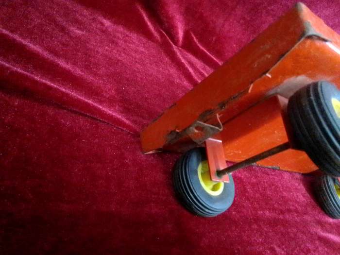 Stunning Vintage South African Made OLTI Large Steel Red Toy Trailer