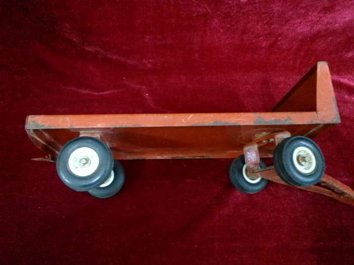 Stunning Vintage South African Made OLTI Large Steel Red Toy Trailer