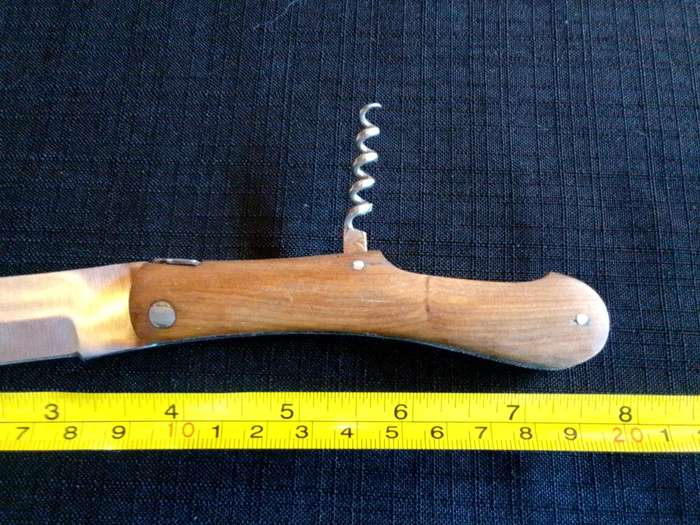 Stunning Stainless Steel  Folding Pocket Knife With Corkscrew And Wooden Handle-Good Condition