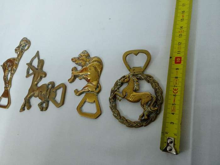 Four Stunning Vintage Brass Bottle Openers - Good Condition