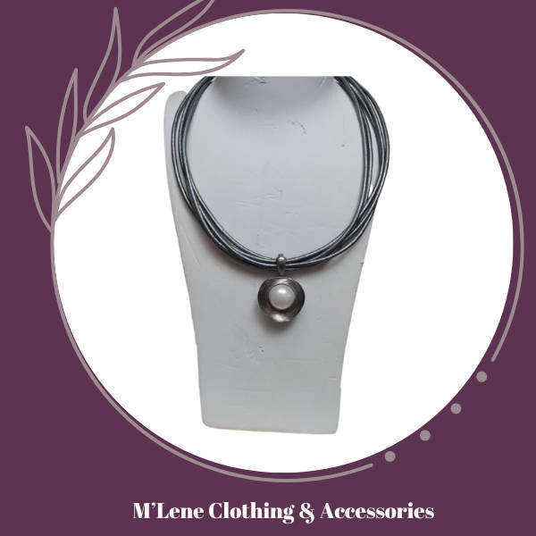 Miglio Grey Leather Necklace with Enhancer