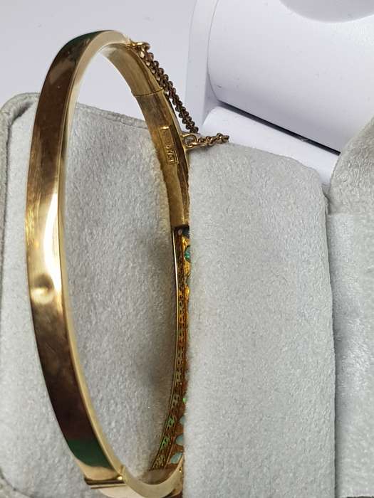 Late Victorian 15k Gold Opal Bangle - Circa 1890