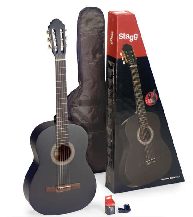 Stagg C410 (1/2 Size) Classical Guitar Black Pack incl Bag & Tuner-Box is Damaged, but unit is 100%