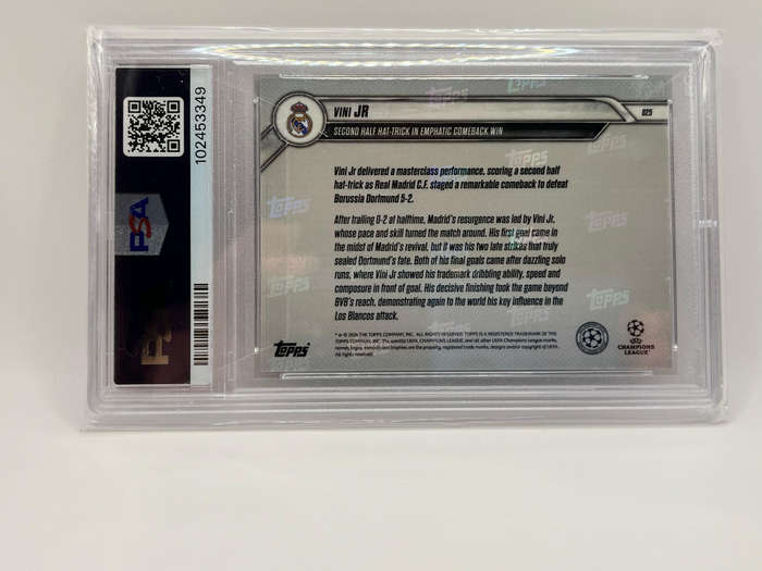 Ultra Rare 2024 Topps Now UCL Vinicius Junior Red /10 PSA GEM Mint 10