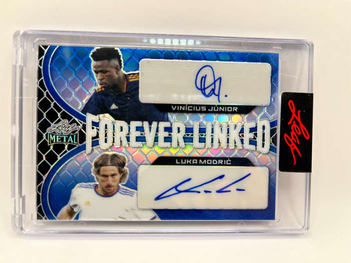2022 Leaf Metal Real Madrid Vinicius Junior Luka Modric Forever Linked Dual Auto /6