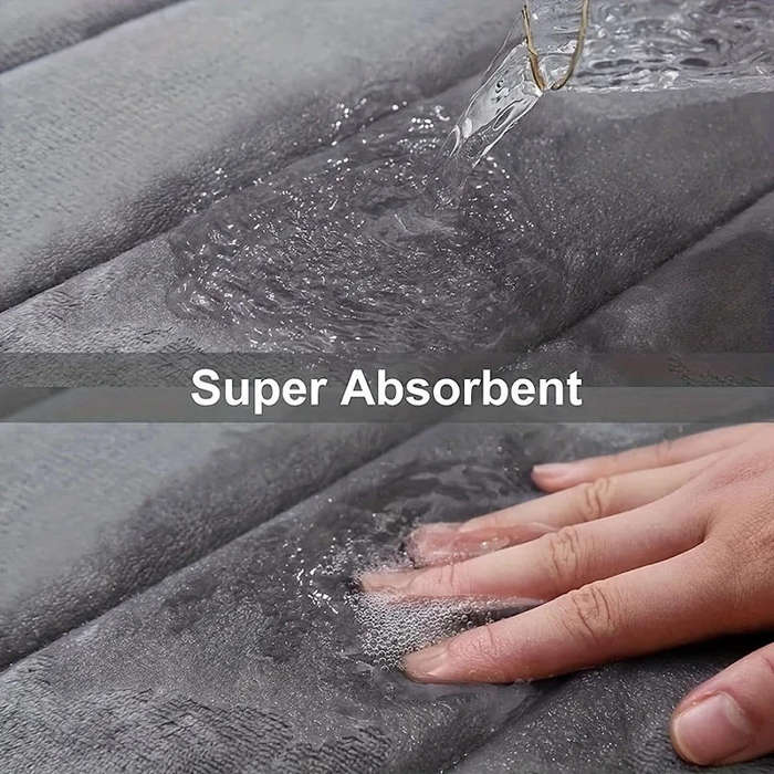 1pc L-Shaped Coral Fleece Bath Mat