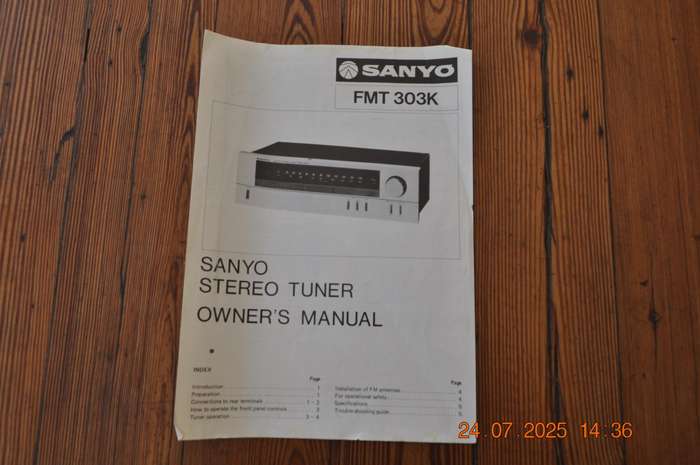 Sanyo Tuner FMT 303K User Manual