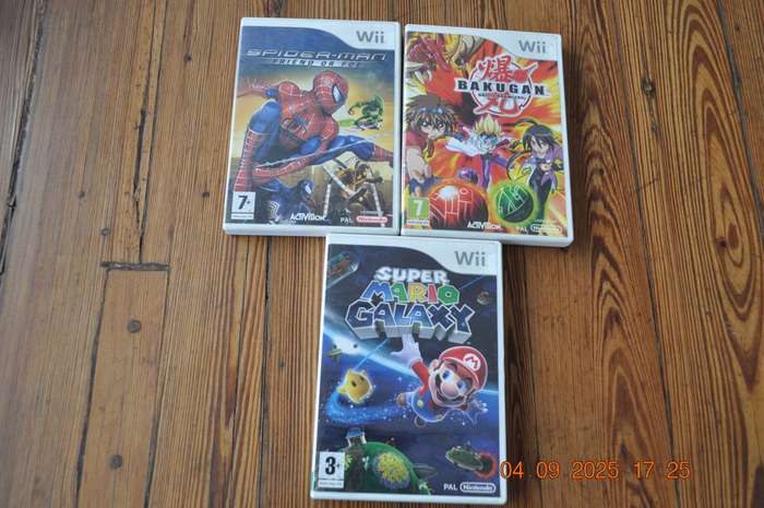 Wii Games Spiderman Super Mario Star Wars Bakugan (please read)