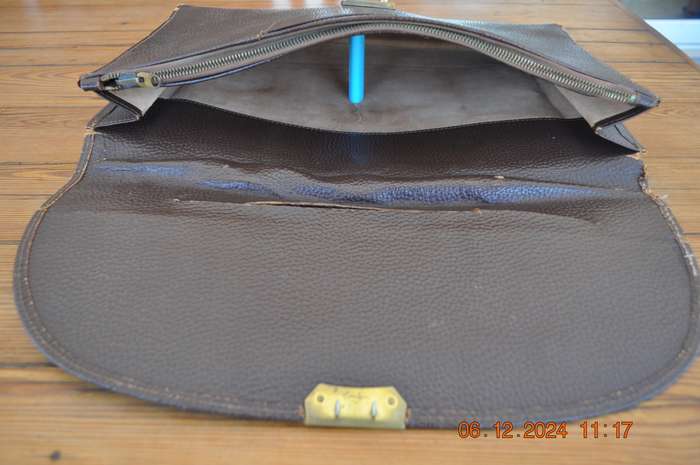 Vintage Leather Document Case With Key
