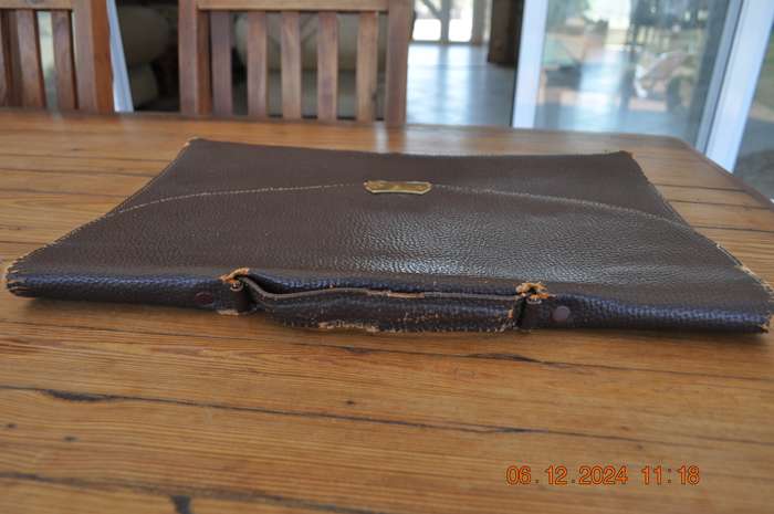 Vintage Leather Document Case With Key