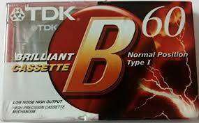 TDK B60 Brilliant Cassette - Normal Position Type I - Low Noise with High Output Power (NEW SEALED)