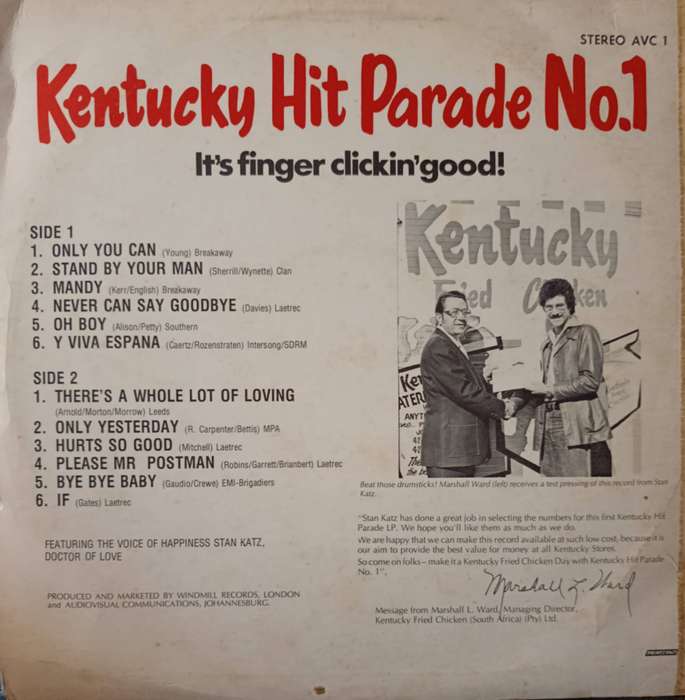 Kentucky Fried Chicken & Swazi Music Radio Present Kentucky Hit Parade No 1 (Vinyl LP)