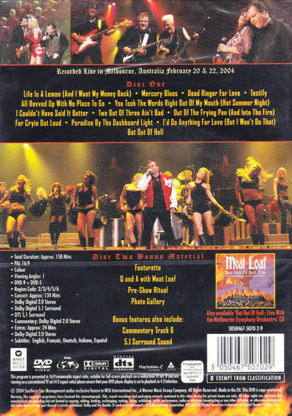 Meat Loaf With The Melbourne Symphony Orchestra - Bat Out Of Hell Live (Double DVD)