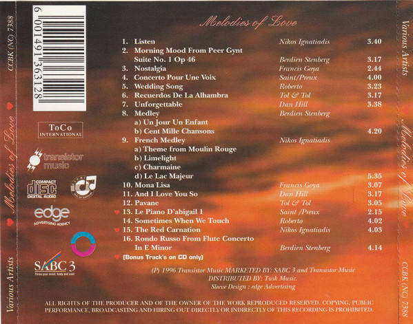 Various - Melodies Of Love (CD)